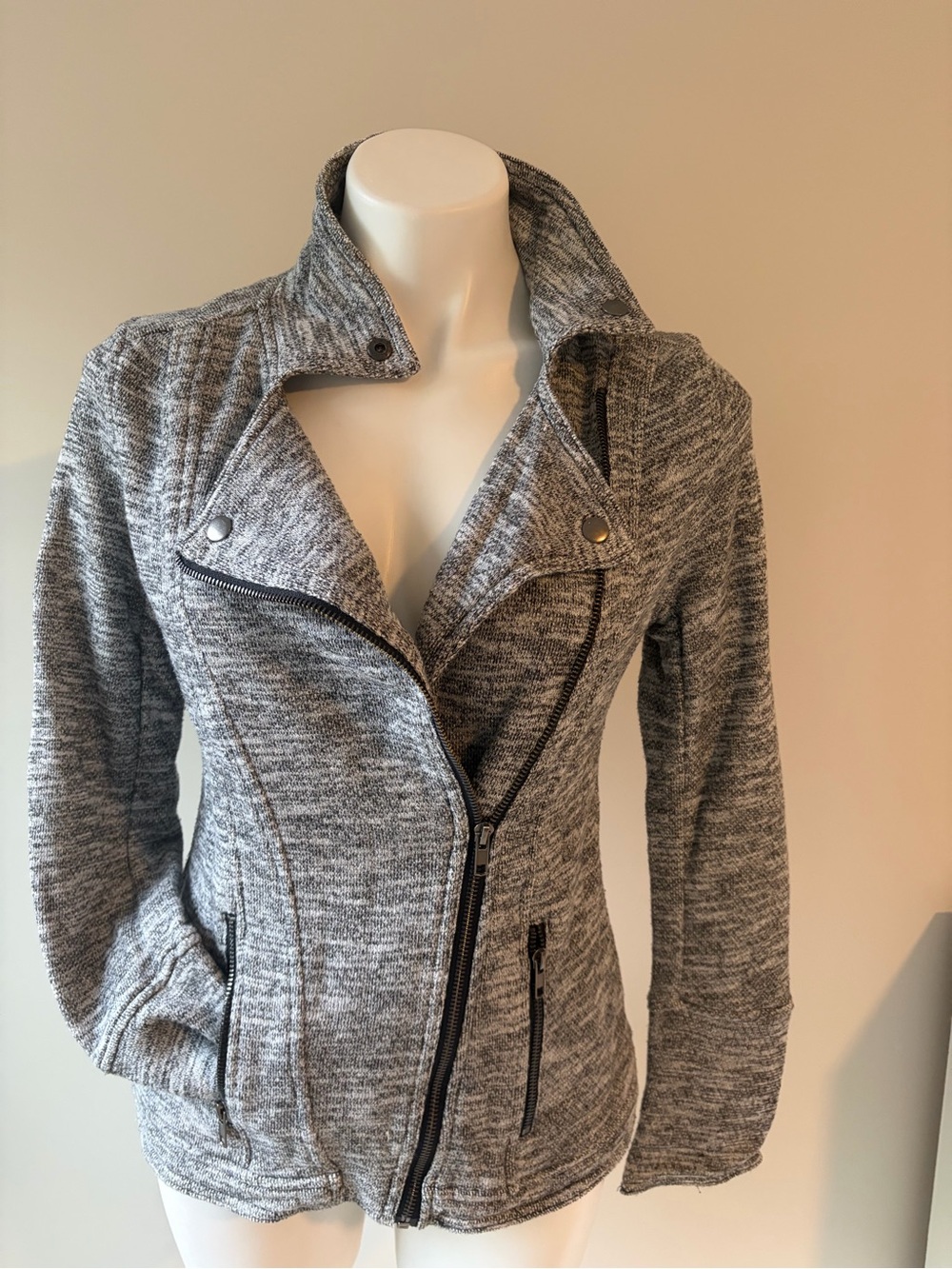 [Market & Spruce] Gray Knit Moto Jacket - Contemporary Casual Layer